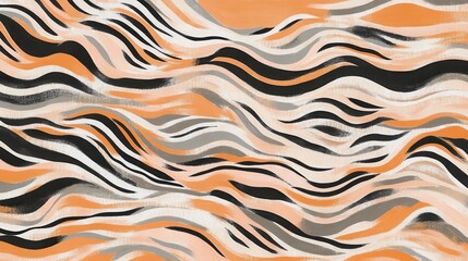 Abstract Zebra Print with Wavy Lines - Modern Art