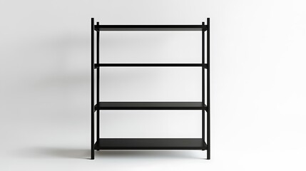 A black bookshelf with four shelves