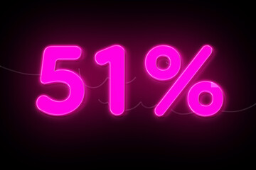 Fifty-One Percent Neon Sign: Bright Pink Discount Offer