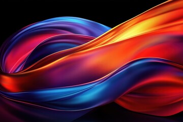 Fototapeta premium Abstract background with flowing orange and purple ribbons: dynamic swirls and elegant curves