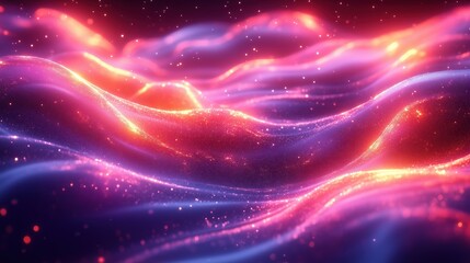 Obraz premium Vibrant abstract neon texture waves: glowing swirls of light and color in dynamic motion