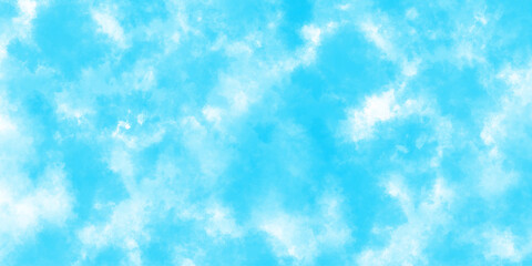 Cloudy and grunge brush painted blue sky Watercolor background, painted mottled blue Grunge aquarelle painted blue sky texture. Soft and cloudy blue sky Watercolor background texture