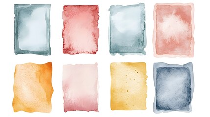 Eight Watercolor Rectangular Abstract Art Designs