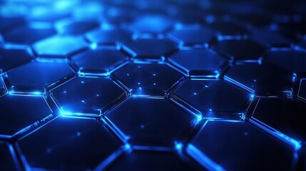 Abstract glowing blue hexagon pattern background, futuristic technology digital network connection concept
