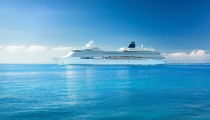 A large cruise ship sailing on the blue sea
