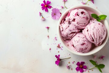  Ice creme with fruit flavour. Image illustrated food for advertisement