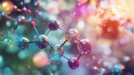 Vibrant Molecular Structure, Sparkling Energy Field, Abstract Science Background