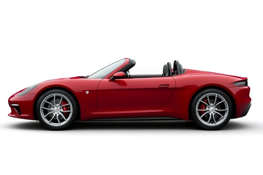 Red wiesmann project thunderball roadster staying still on white background