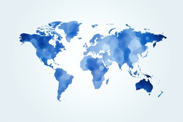World map created with blue bokeh effect on white background, ideal for global communication concepts