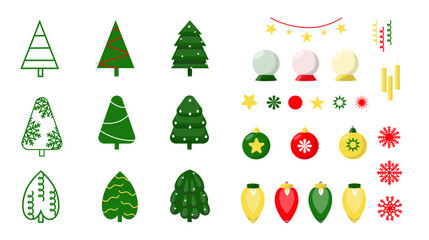 a set of Christmas elements
