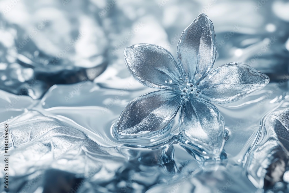 Poster a close-up shot of ice with a single flower on it