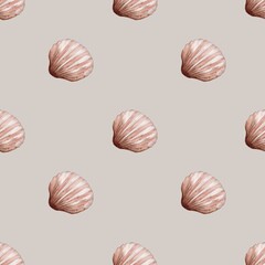 Elegant seamless shell pattern design for textile and packaging applications