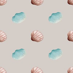 Elegant watercolor shell pattern for textile and packaging design