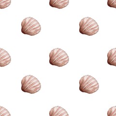 Seamless watercolor shell pattern suitable for fabric and packaging design