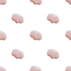 Seamless watercolor shell pattern for textile and gift wrapping designs