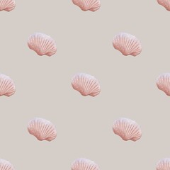 Watercolor shell pattern design for textile and wrapping paper