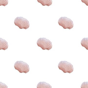 Seamless watercolor shell pattern for textile and gift wrapping designs