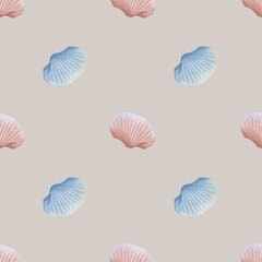 Elegant watercolor shell pattern for textile and wrapping design