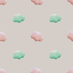 Colorful watercolor shell pattern for fabric and packaging design inspiration