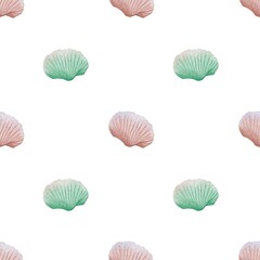 Colorful watercolor shell pattern for textile and packaging design