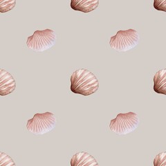 Elegant watercolor shell pattern for textile and packaging design