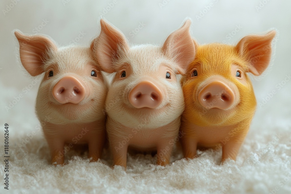 Poster three little pigs sitting side by side in a cozy setting