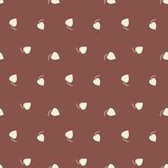 Abstract Leaf Pattern. Plant ornament for textile. Warm brown color. Vector background print