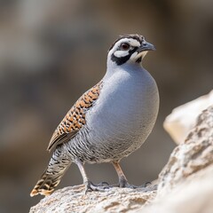 A bird stands proudly on a sunny rock, its feathers glistening with dew