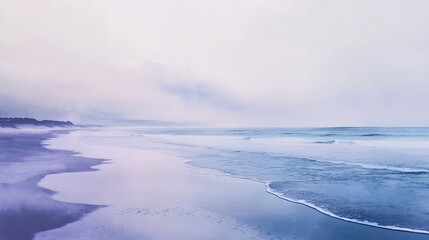 Obraz premium Serene Coastal Scene Under Misty Sky