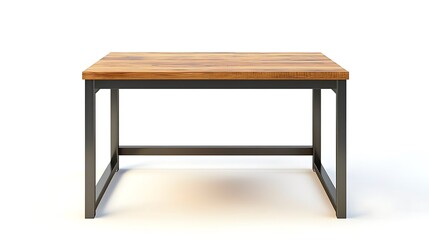 A wooden table with a black frame