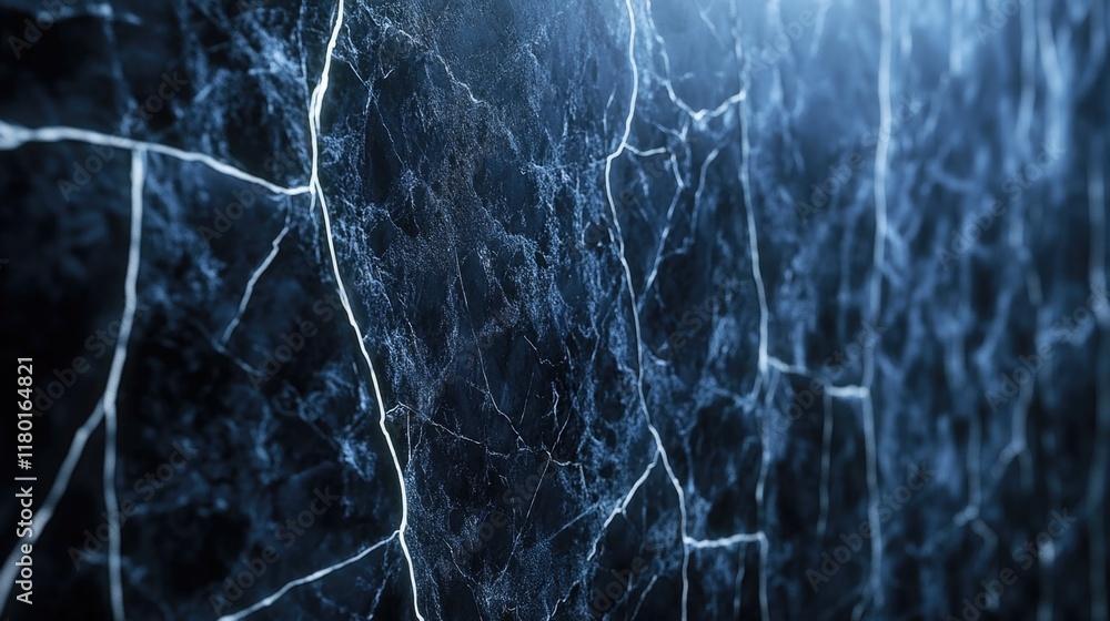 Poster a close-up of a black marble wall featuring white lines and patterns