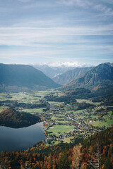 Altaussee and Lake Altaussee in the famous Salzkammergut region in Austria