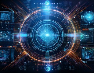 Fototapeta premium Futuristic AI Interface with Glowing Data Streams and Holographic Projections