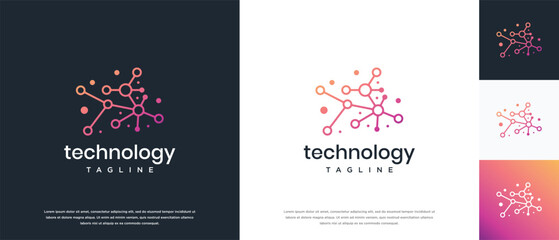 Molecule technology logo design. Technology molecule connection logo template