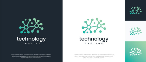 Molecule technology logo design. Technology molecule connection logo template