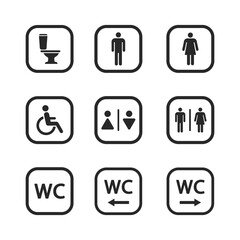 WC icon set. Flat illustration. White background.