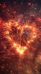 Naklejka premium Heart-Shaped Love Fireworks in the Sky, Generative AI