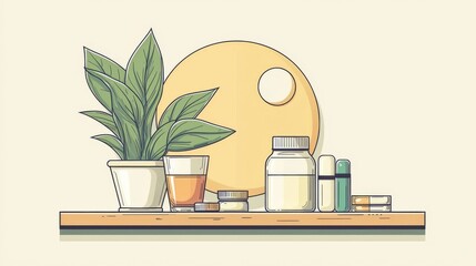 Minimalist bedside setup with moon lamp and calming elements