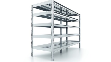 A tall metal shelf with a lot of empty space
