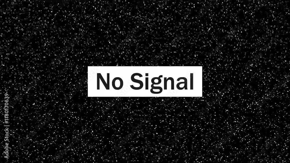 Poster glitchy animation background with static noise, video damage, and no signal interference.