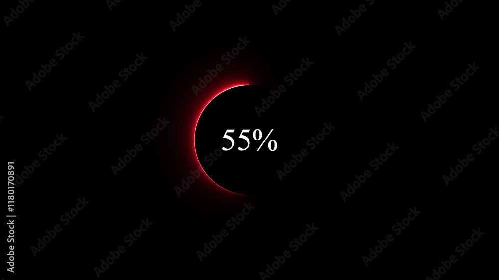 Poster neon loading circle with countdown timer and progress effect.