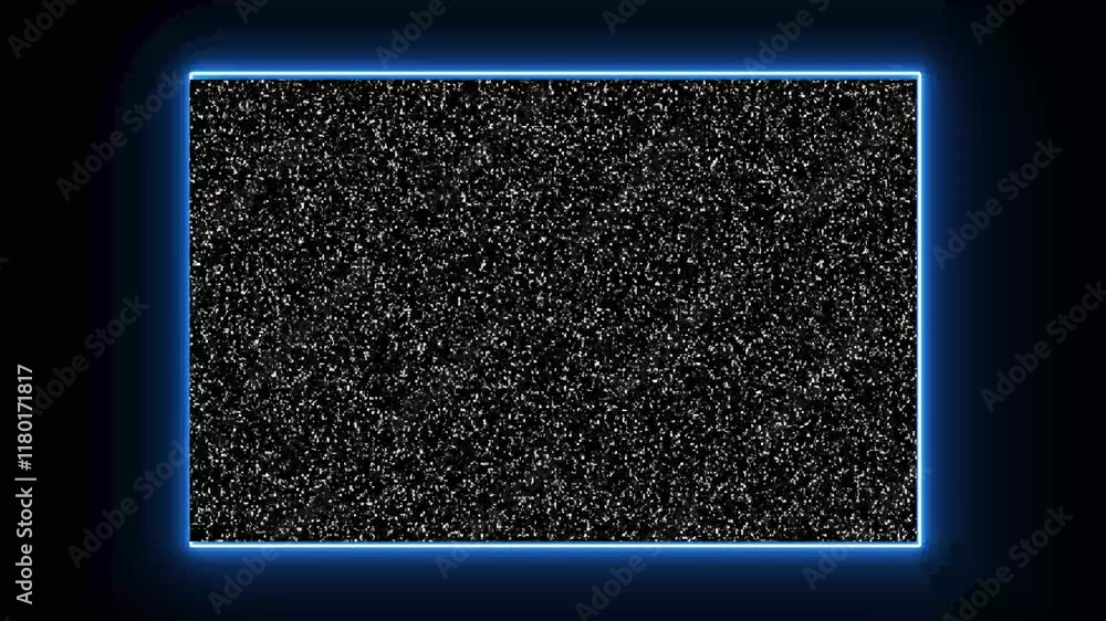 Poster digital display glitch with broken channel effect, tv static turning on/off and real analog noise in