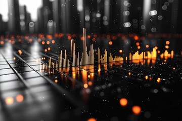 Financial chart with uptrend line graph and candlestick, Finance concept and business