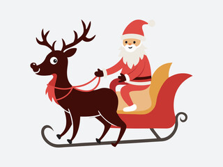 Santa Claus riding with deer silhouette vector 