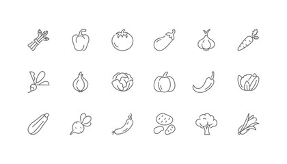 Vegetables | Set of line icons with editable stroke