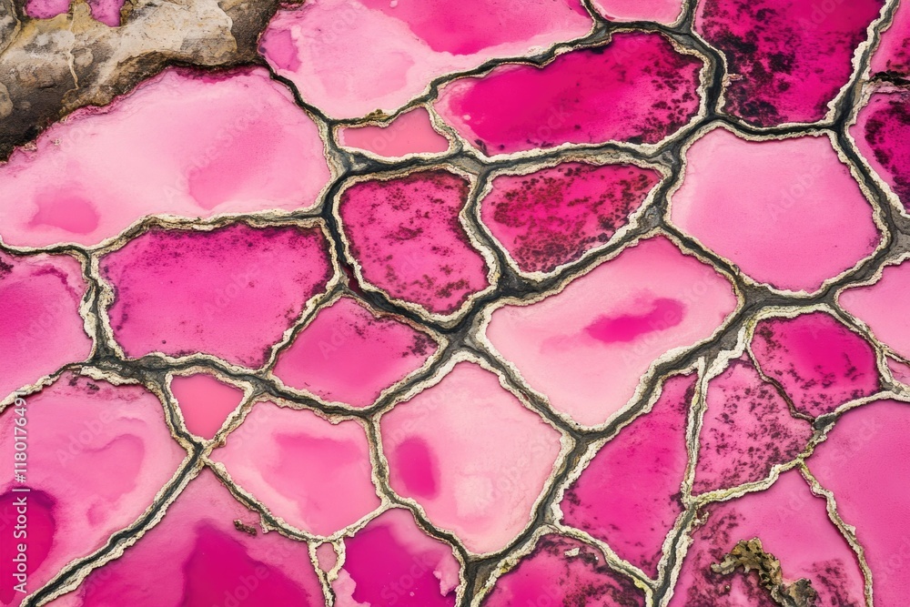 Aufkleber a close-up view of a pink and black tile with geometric patterns