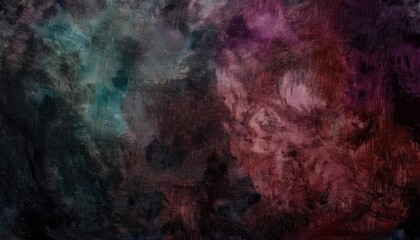 Abstract textured surface with dark red and green hues, featuring intricate patterns of swirls and dots, perfect for backgrounds, art, or digital designs