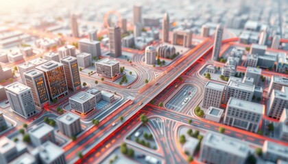 Modern Cityscape: A 3D Render of Urban Infrastructure