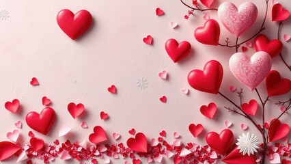 Obraz premium Romantic background with hearts.