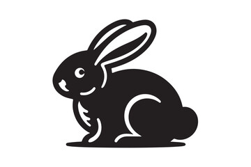 Doodle rabbit icon silhouette illustration with white background.